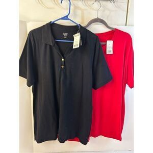 2 Kim Rogers xl polo and shirt new red & black rn#31104